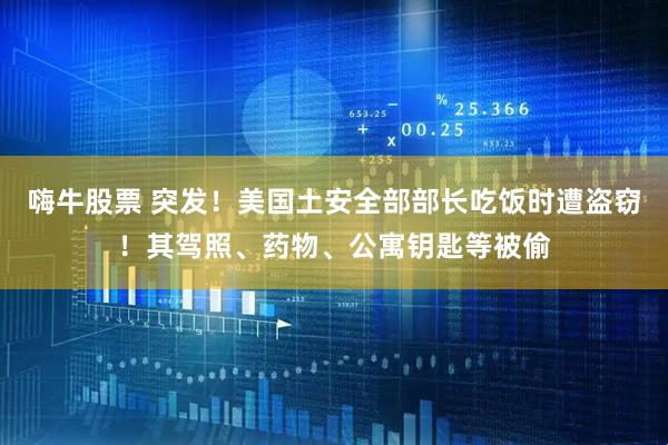 嗨牛股票 突发！美国土安全部部长吃饭时遭盗窃！其驾照、药物、公寓钥匙等被偷