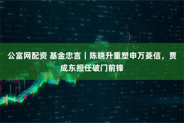 公富网配资 基金忠言｜陈晓升重塑申万菱信，贾成东担任破门前锋